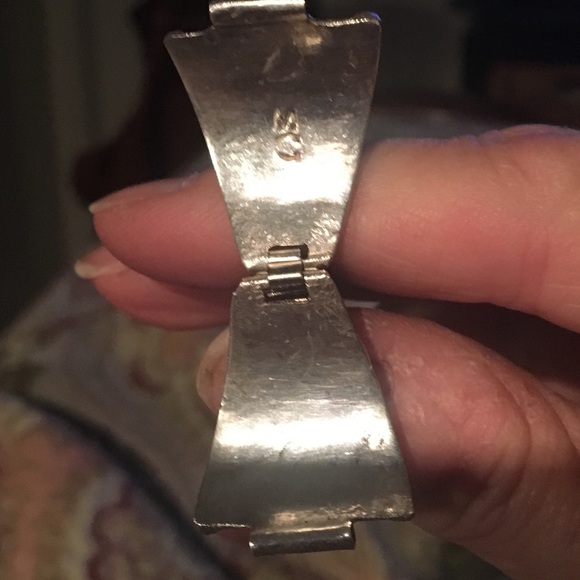 Old Pawn Silver & Turquoise Watch Tips - Picture 3 of 3